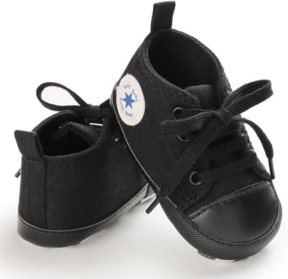 Unisex Baby Girls Boys Canvas High-top Shoes, Newborn Infant Anti-Slip Soft Sole Frist Walking