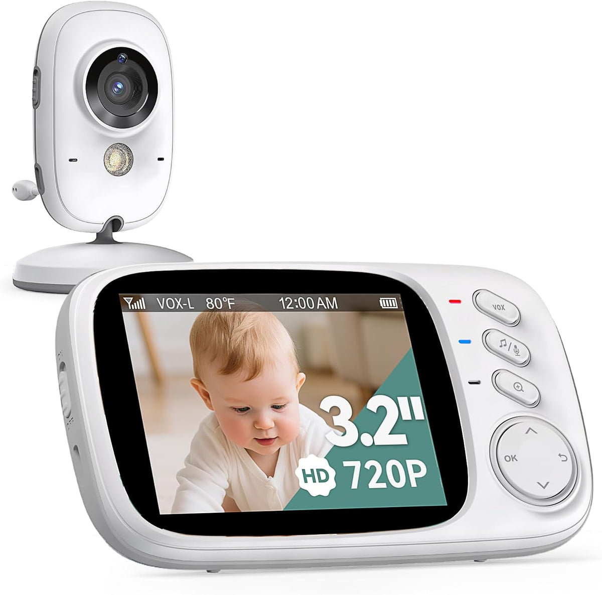 No WiFi Baby Monitor with Camera and Audio,Lag-Free Connection,Plug & Play,IPS Screen,HD