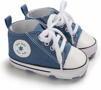 Unisex Baby Girls Boys Canvas High-top Shoes, Newborn Infant Anti-Slip Soft Sole Frist Walking