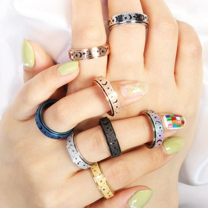 Anxiety Ring for Women Men, Titanium Stainless Steel Spinner Ring, 5 Colors, 6MM, Size 6-10, 3