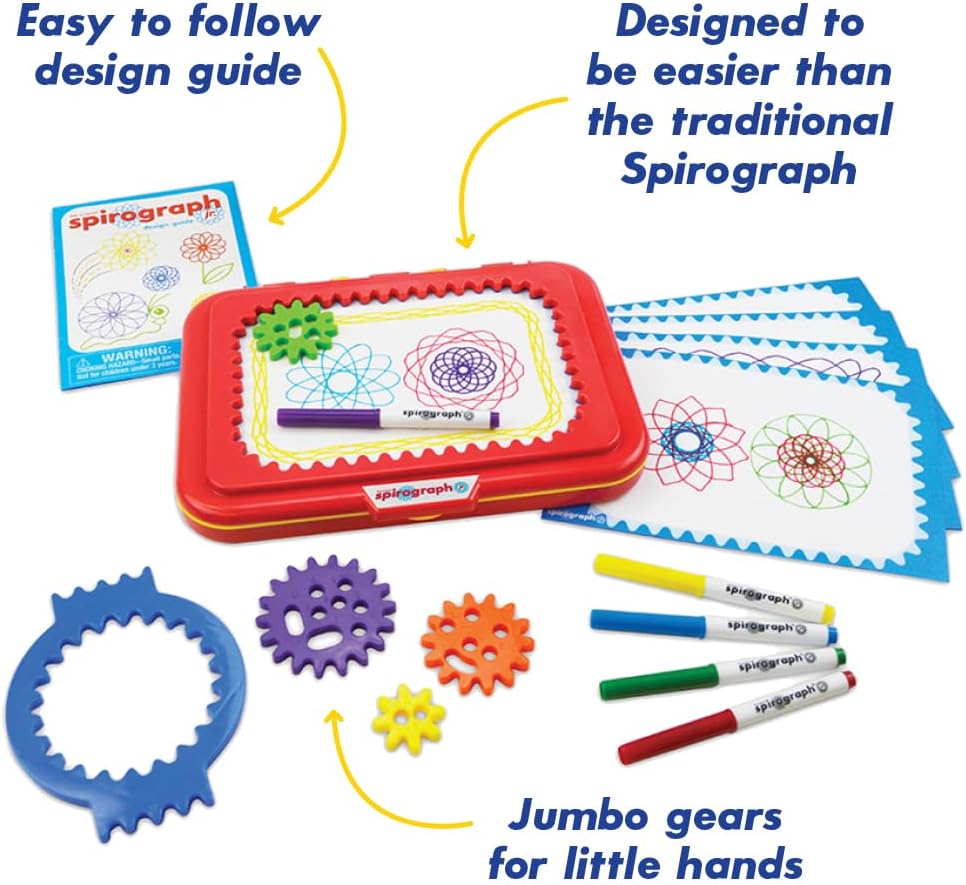 Spirograph Jr. — Jumbo Sized Gears Classic Retro Toy For Spiral Drawing Art Design Toy Kit for