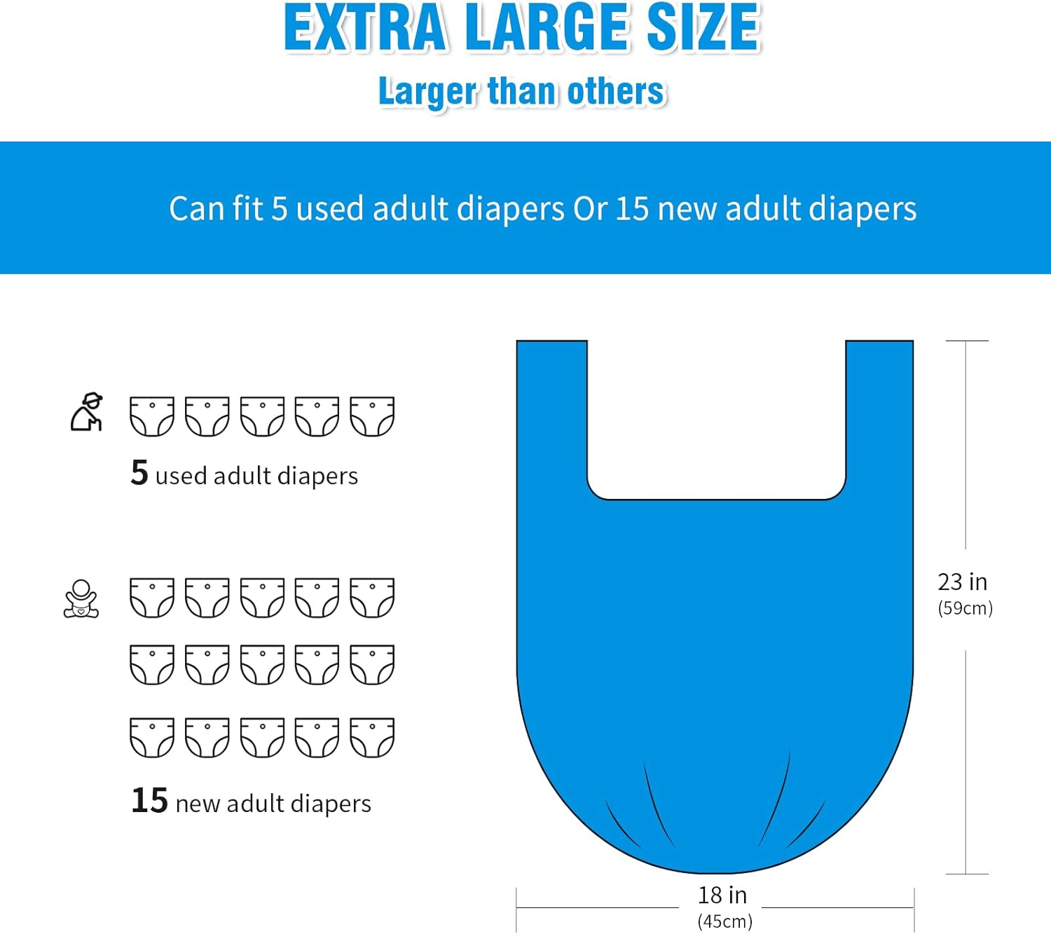 Large Adult Diaper Disposal Bags (18?™’x23?™â€?, 288 pcs Value Pack, Scented, Elderly Waste Diaper