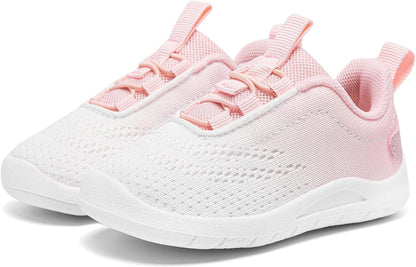 MORENDL Toddler Slip On Sneakers Baby Walking Shoes Non-Slip Breathable Unisex Pink Mesh Lace-Up