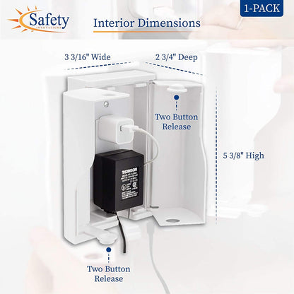 Safety Innovations Twin Door Baby Safety Outlet Cover Box for Babyproofing Outlets - More Interior