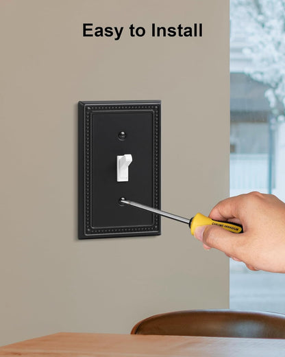 6-Pack Single Toggle Light Switch Cover Plate, Pearls Decorative Switch Plate Covers, Black 1 Gang