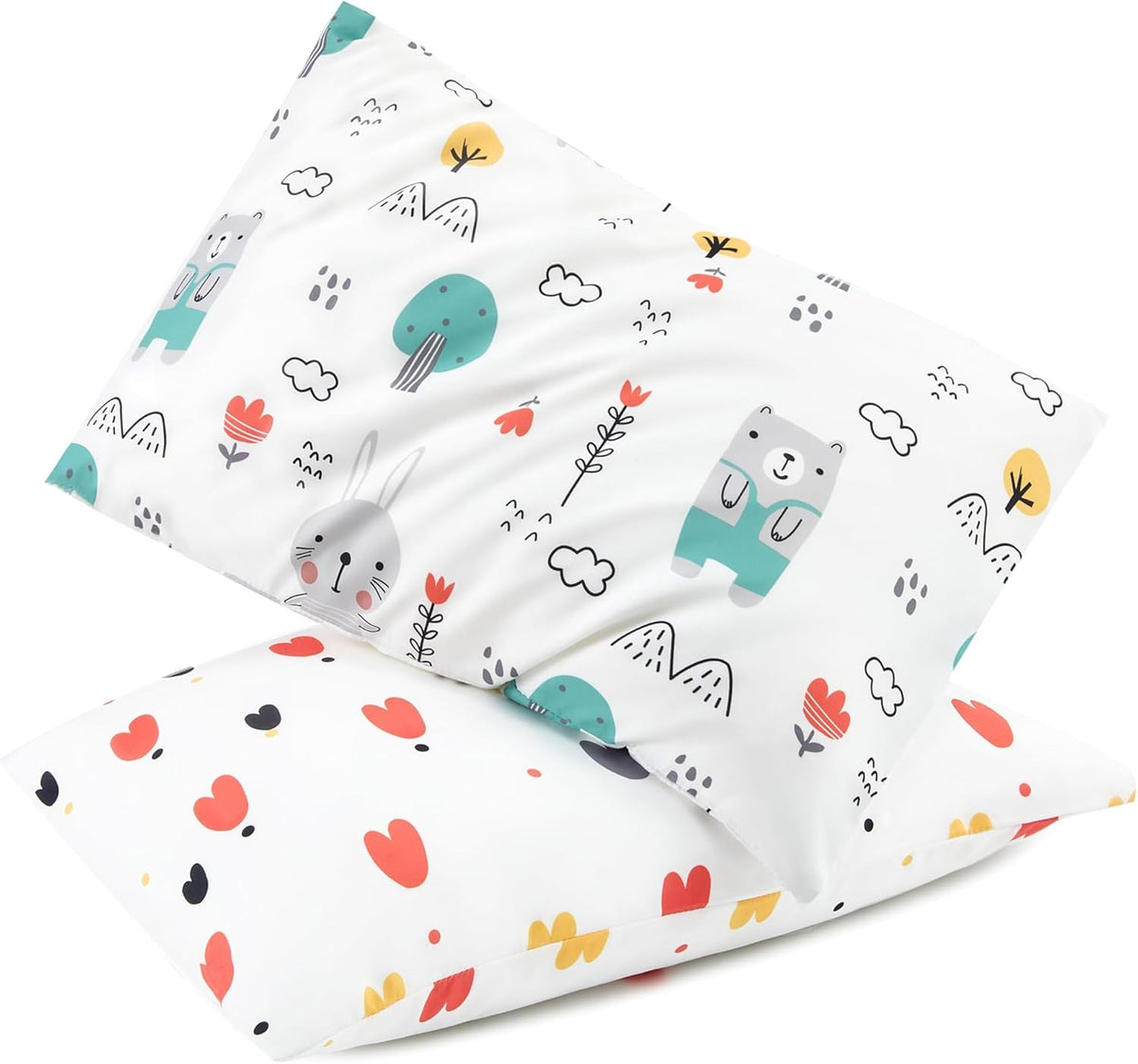 TILLYOU Toddler Pillowcase 2 Pack with Envelope Closure,Silky Soft Microfiber 13" x 18" Kids Travel