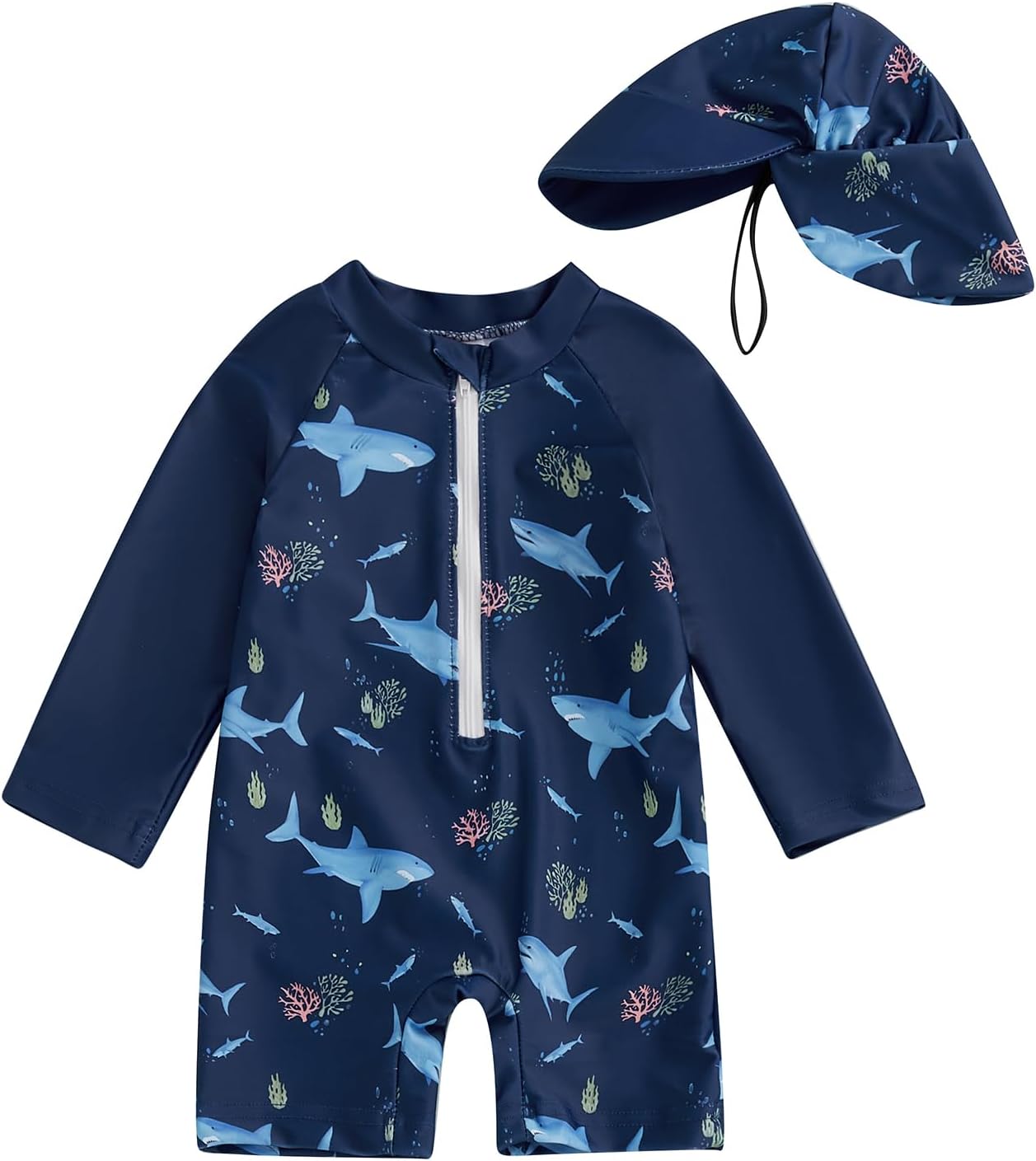 Hnyenmcko Baby/Toddler Boy Rash Guard Swimsuit Long Sleeve One Piece Zipper Swimwear Sunsuit Infant
