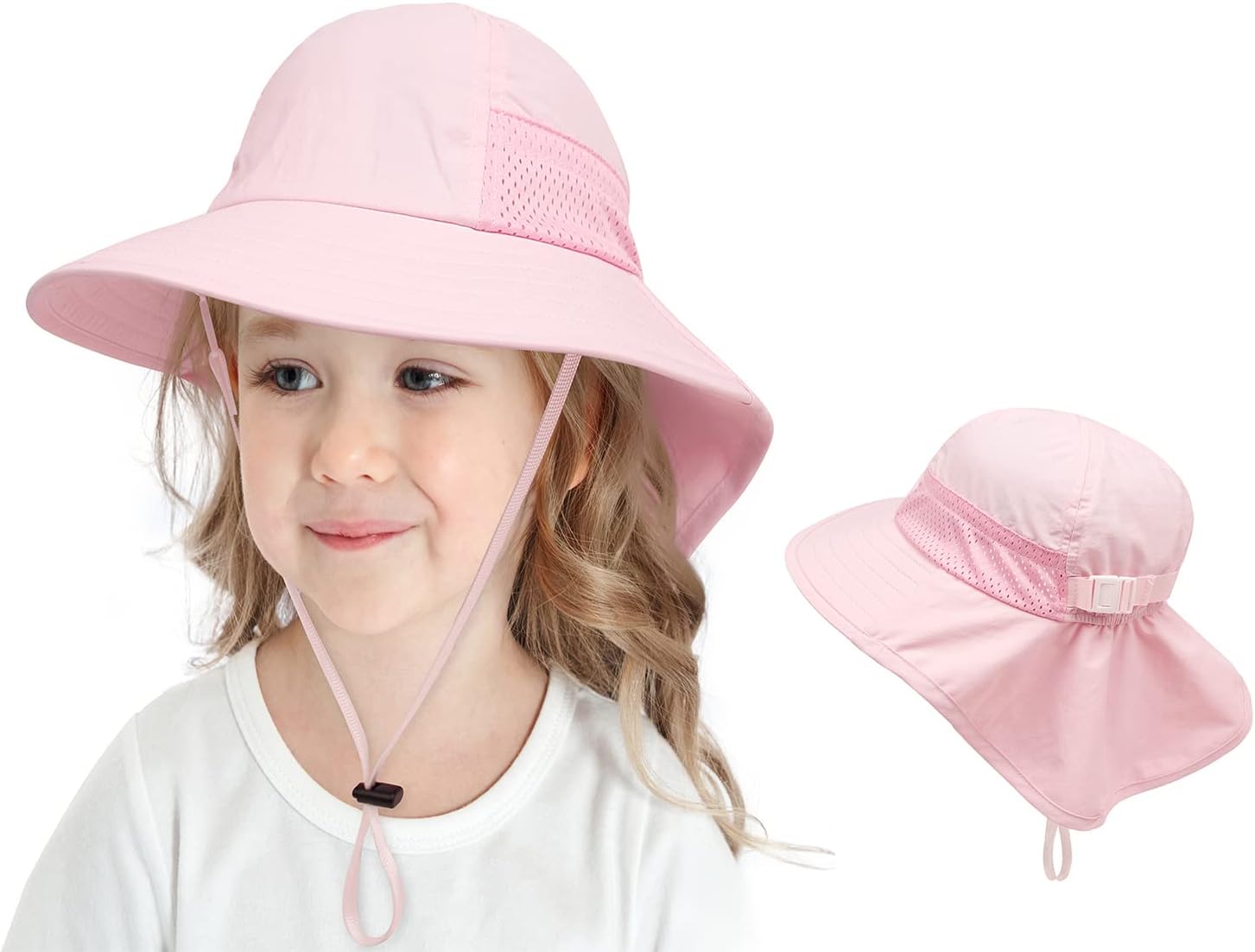 CHUNG Baby Sun Protection Hat Summer Toddler Adjustable UPF 50+ Wide Brim Neck Flap Beach Caps Boys