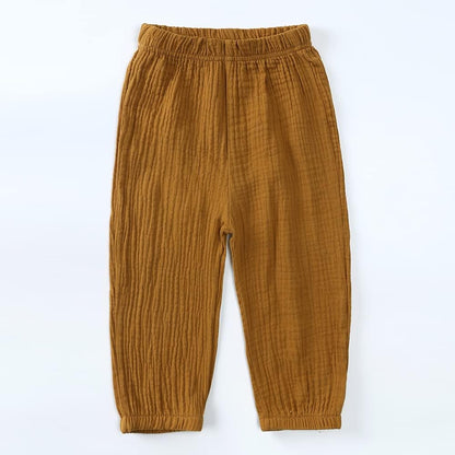 MYGBCPJS Baby Boys Girls Cotton Linen Trousers Kids Casual Ankle Pants Loose Long Bloomers