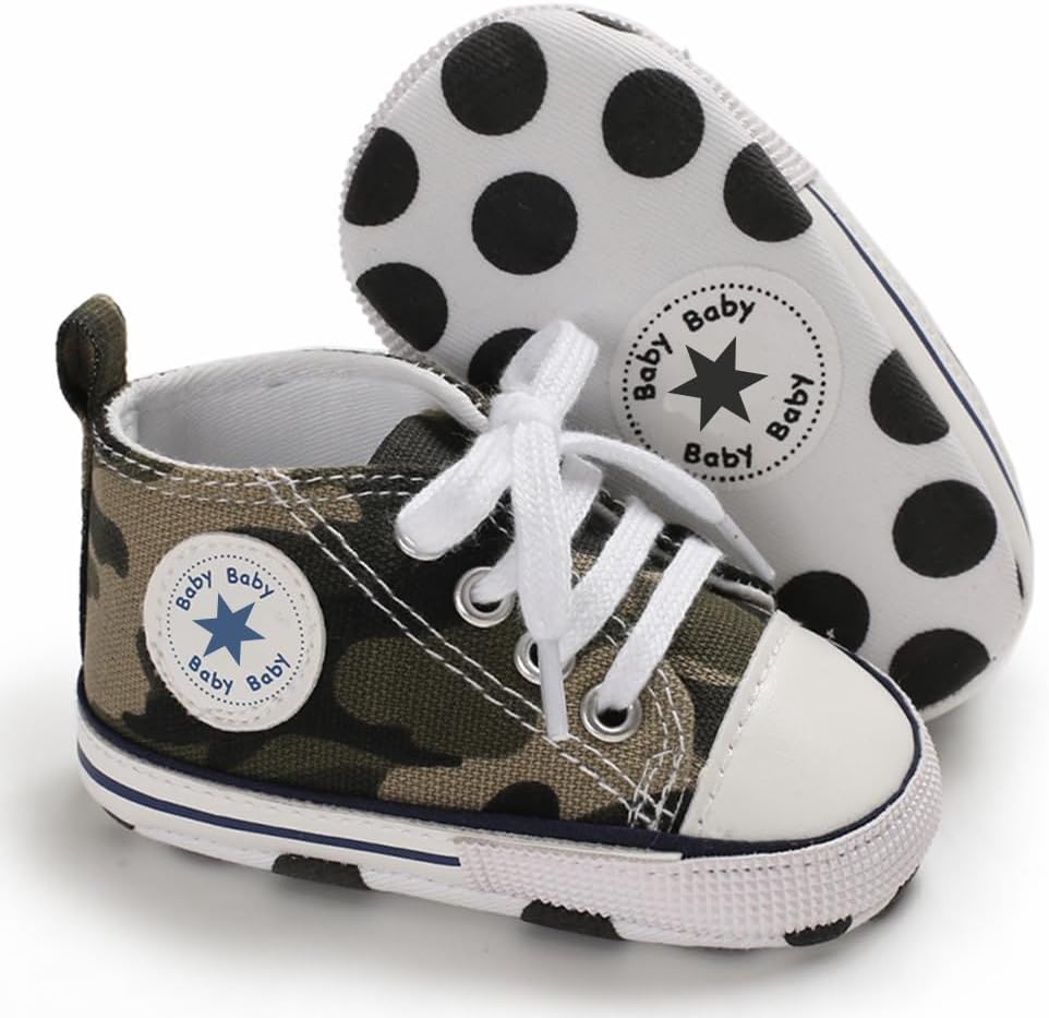 Unisex Baby Girls Boys Canvas High-top Shoes, Newborn Infant Anti-Slip Soft Sole Frist Walking