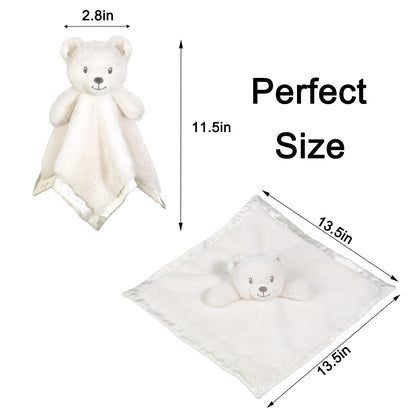 Bear Security Blanket Soft Baby Lovey Fluffy Blanket Unisex Lovie Snuggle Toy Baby Bear Stuffed