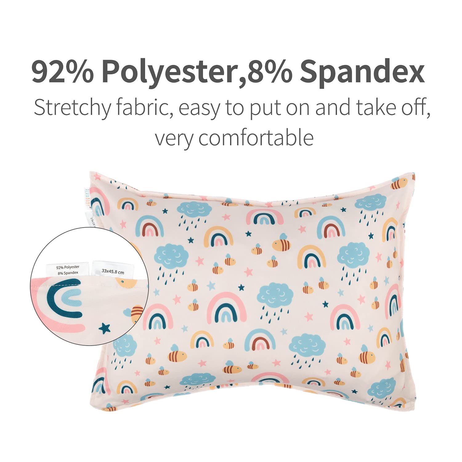 ALVABABY Toddler Pillowcases Stretchy Soft Kids Pillow Cover 2 Pack Fit 13"x 18" or 12"x19"