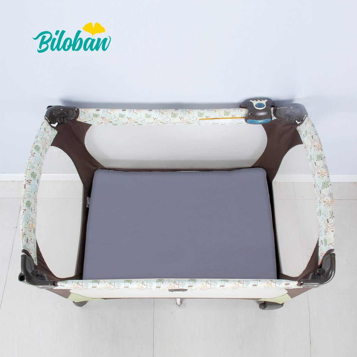 Biloban Pack and Play Sheets and Waterproof Mattress Protector Pad Cover 4 Pack Set, Ultra Soft