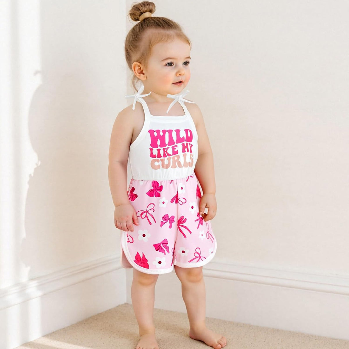 WZTYYDS Toddler Baby Girl Summer Clothes Floral Romper Tie-Up Strap Halter Jumpsuit Infant Summer