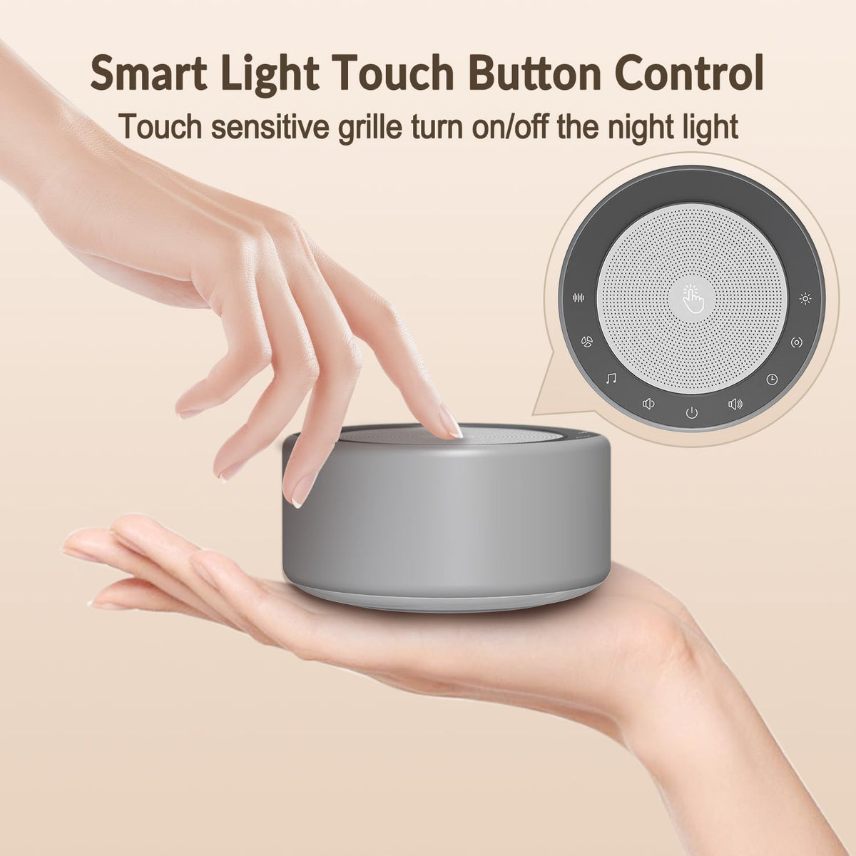 Nursery Lamp with Sound Machine, Mood Lighting, 7 Colors Night Light, 30 Soothing Sounds, White
