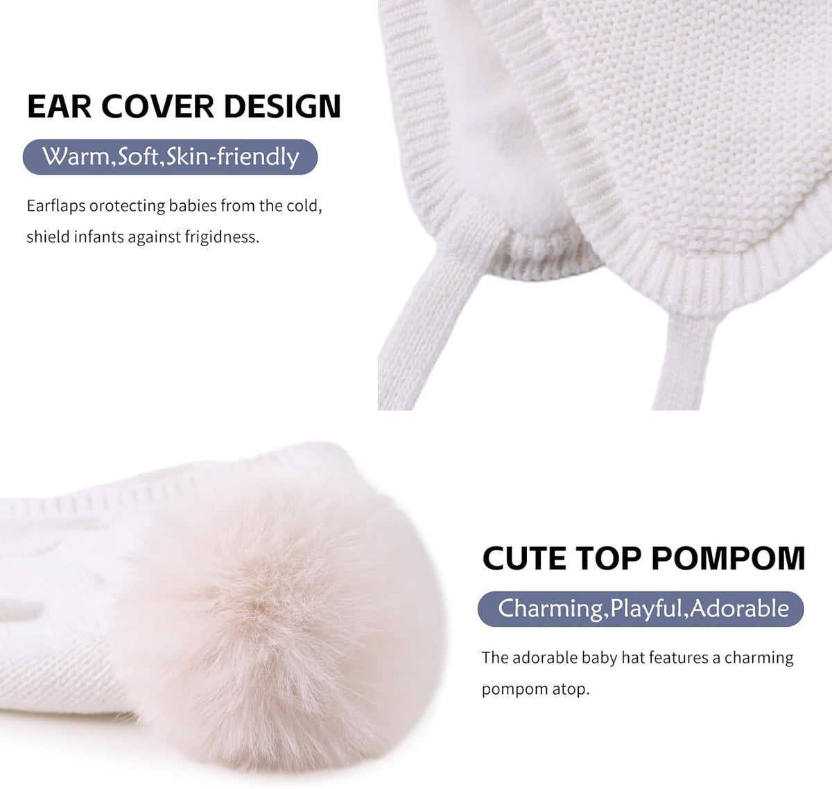 Basic Winter Baby Beanie Gloves Boys Girls Knitted Hat Pompom Kids Earflap Hats Warm Infant Toddler