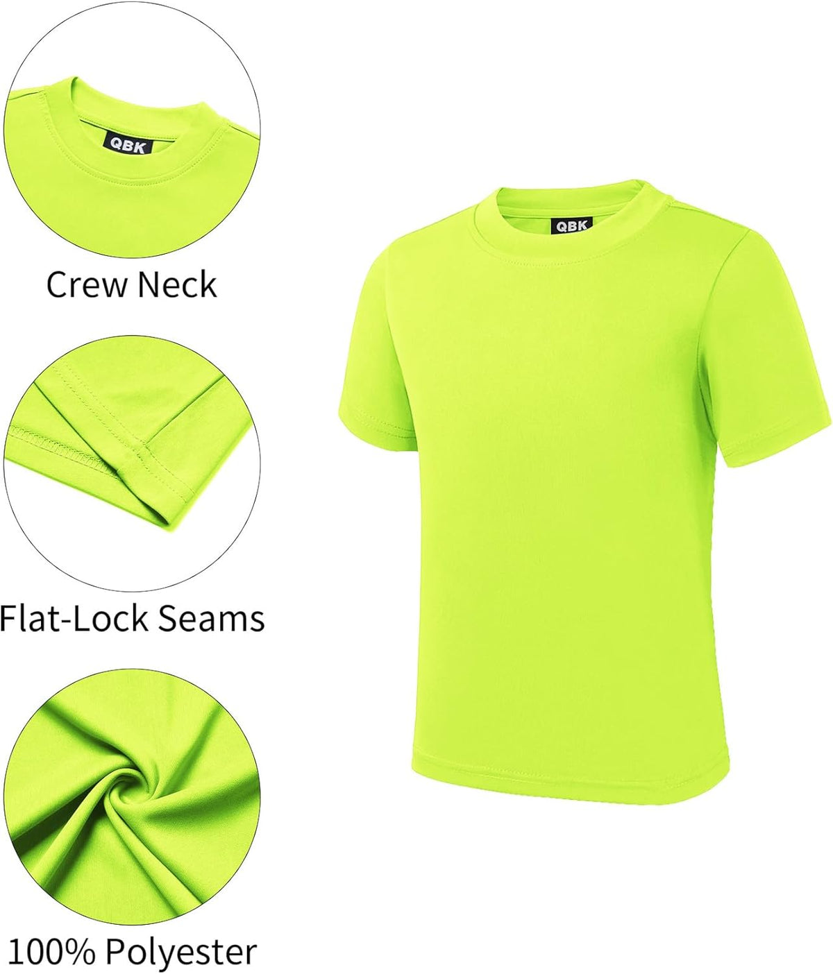 QBK 2T to Youth Neon Shirt Kids UPF 50+ Dry Fit Athletic Short Sleeve Rash Guard T Shirts for Boys