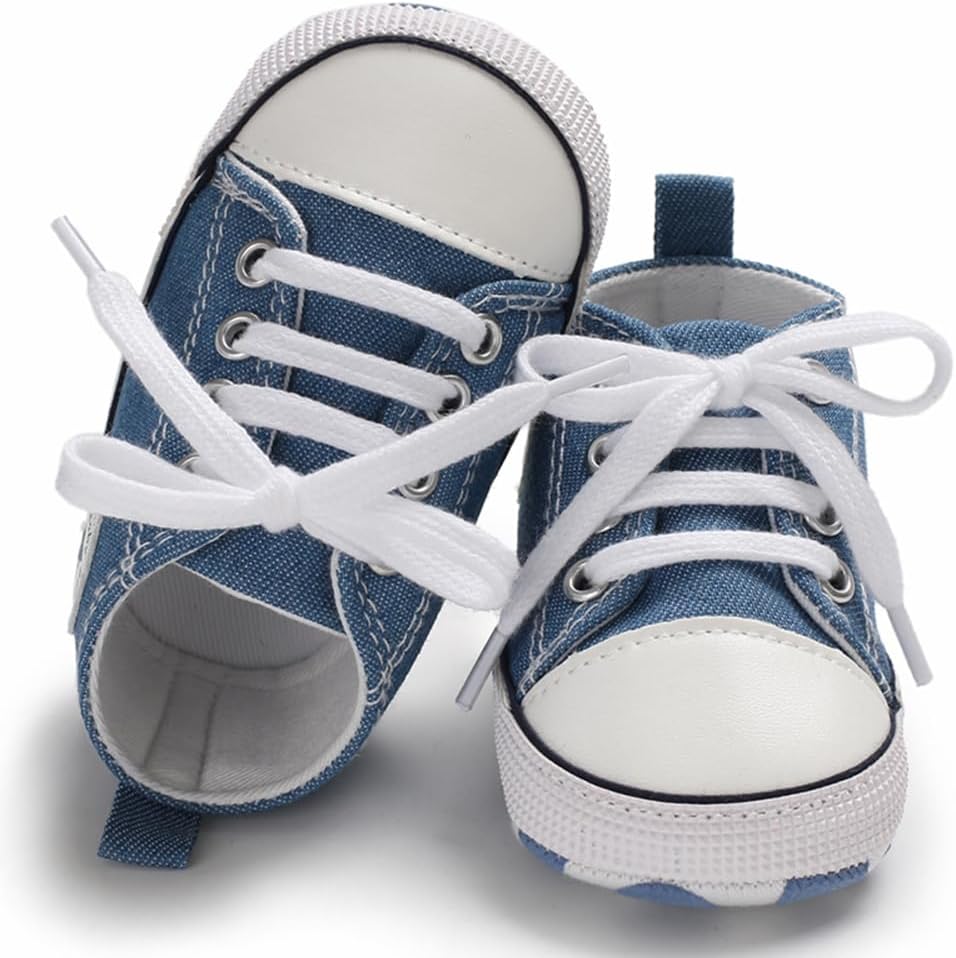 Unisex Baby Girls Boys Canvas High-top Shoes, Newborn Infant Anti-Slip Soft Sole Frist Walking