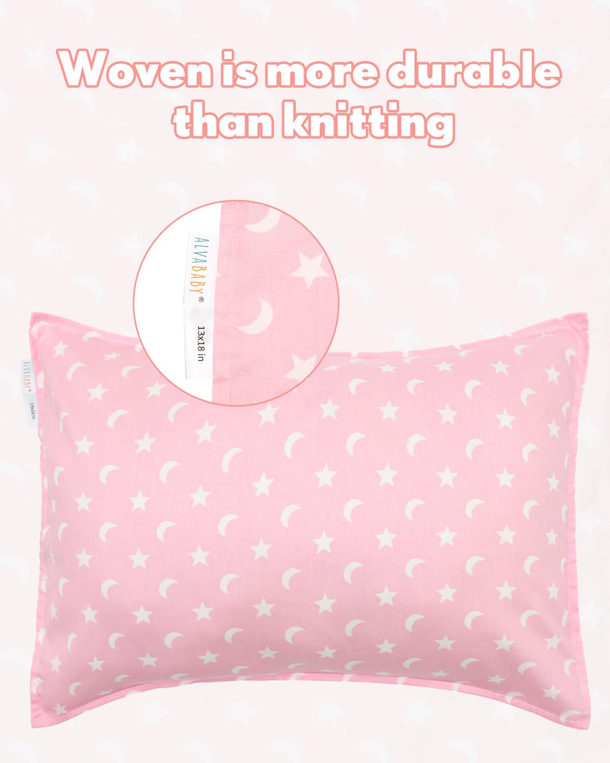 ALVABABY Toddler Pillowcases Fits 14x20in,13x18in Kids Cotton Baby 2 Packs Envelope Kids Pillow