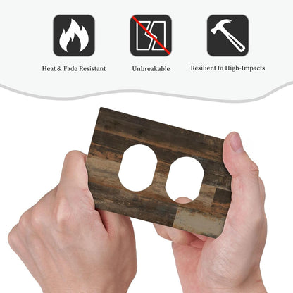 Rustic Brown Wood Grain Dark Oak Outlet Covers 1 Gang Duplex Light Switch Cover Decorative Switch