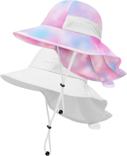 Toddler Baby Sun Hat Kids Summer UPF 50+ for Boys Girls Adjustable Beach Hats with Bucket Wide Brim