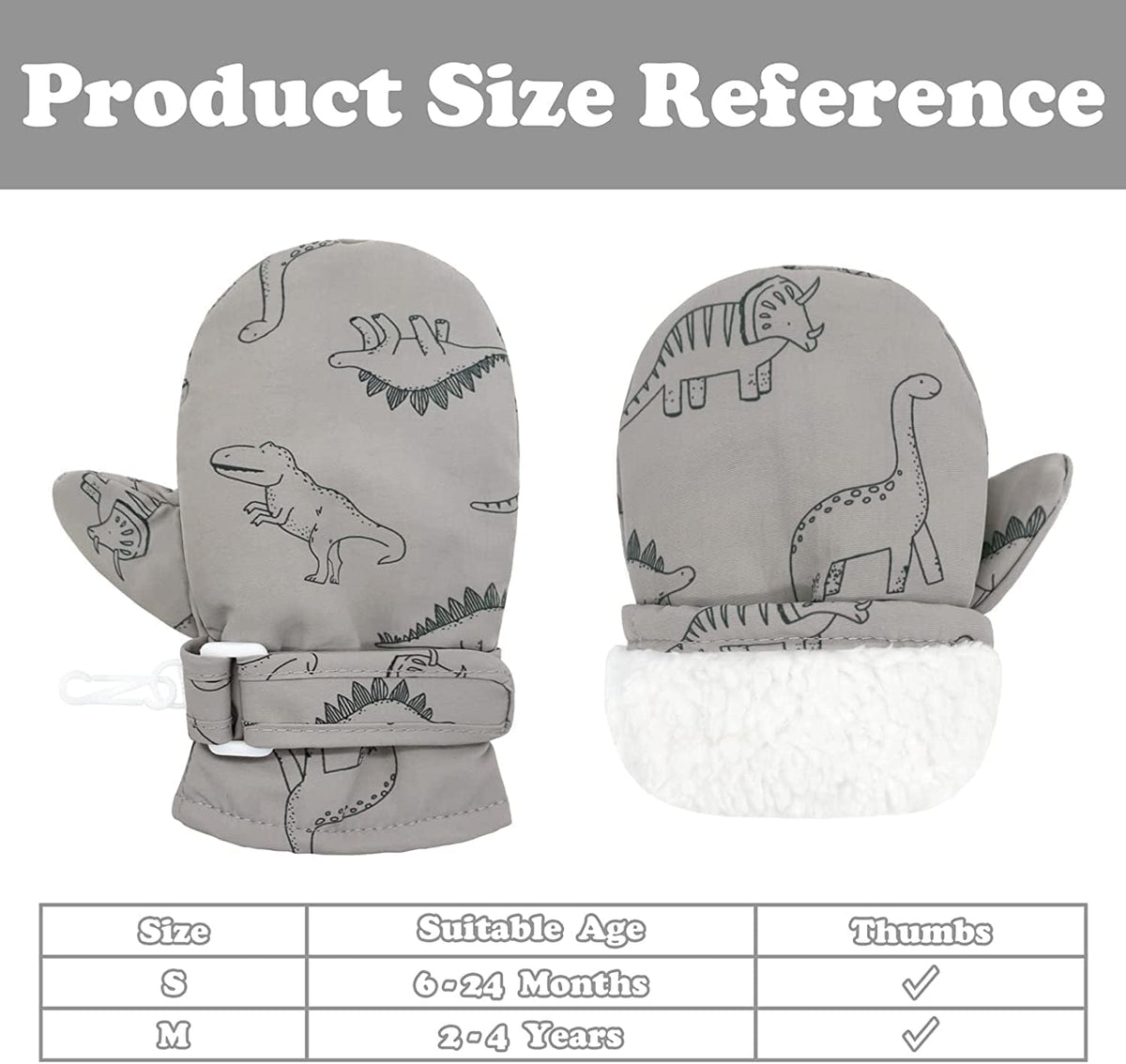 Toddler Gloves Kids Mittens Winter Warm Lined Fleece Gloves Waterproof Snow Baby Mitten for Boys