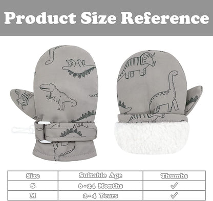 Toddler Gloves Kids Mittens Winter Warm Lined Fleece Gloves Waterproof Snow Baby Mitten for Boys