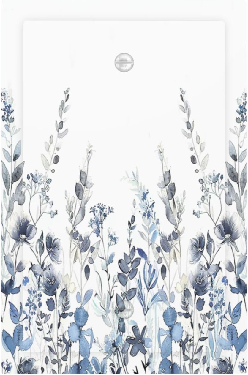 Light Switch Cover Plate Light Blue Watercolor Leaves Plant With Floral 1 Gang No Device Blank