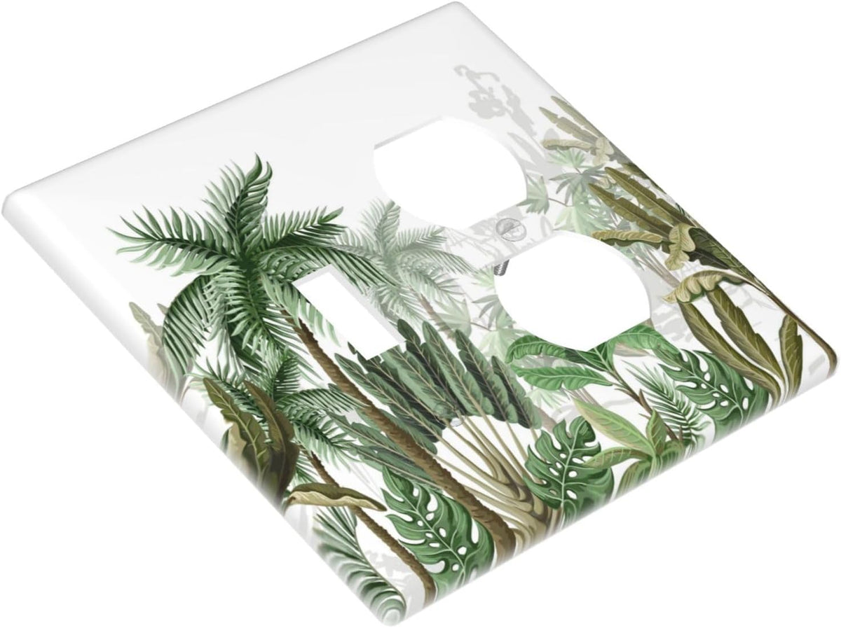 Palm Tree Banana Leaf Green Rainforest Natural Landscape Wallplates 1 Toggle 1 Duplex Switch Plate