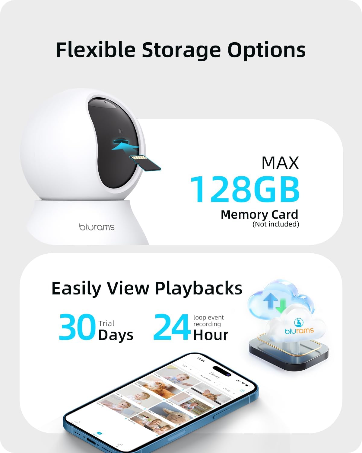 blurams Indoor Camera 2K, Cameras for Home Security 5GHz, 360° Pet Camera w/Motion Tracking, Phone