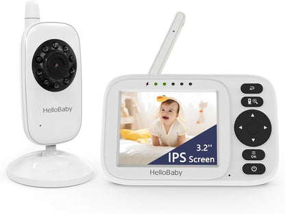 HelloBaby Baby Monitor No WiFi, Video Baby Monitor with Camera and Audio, 3.2'' IPS Screen