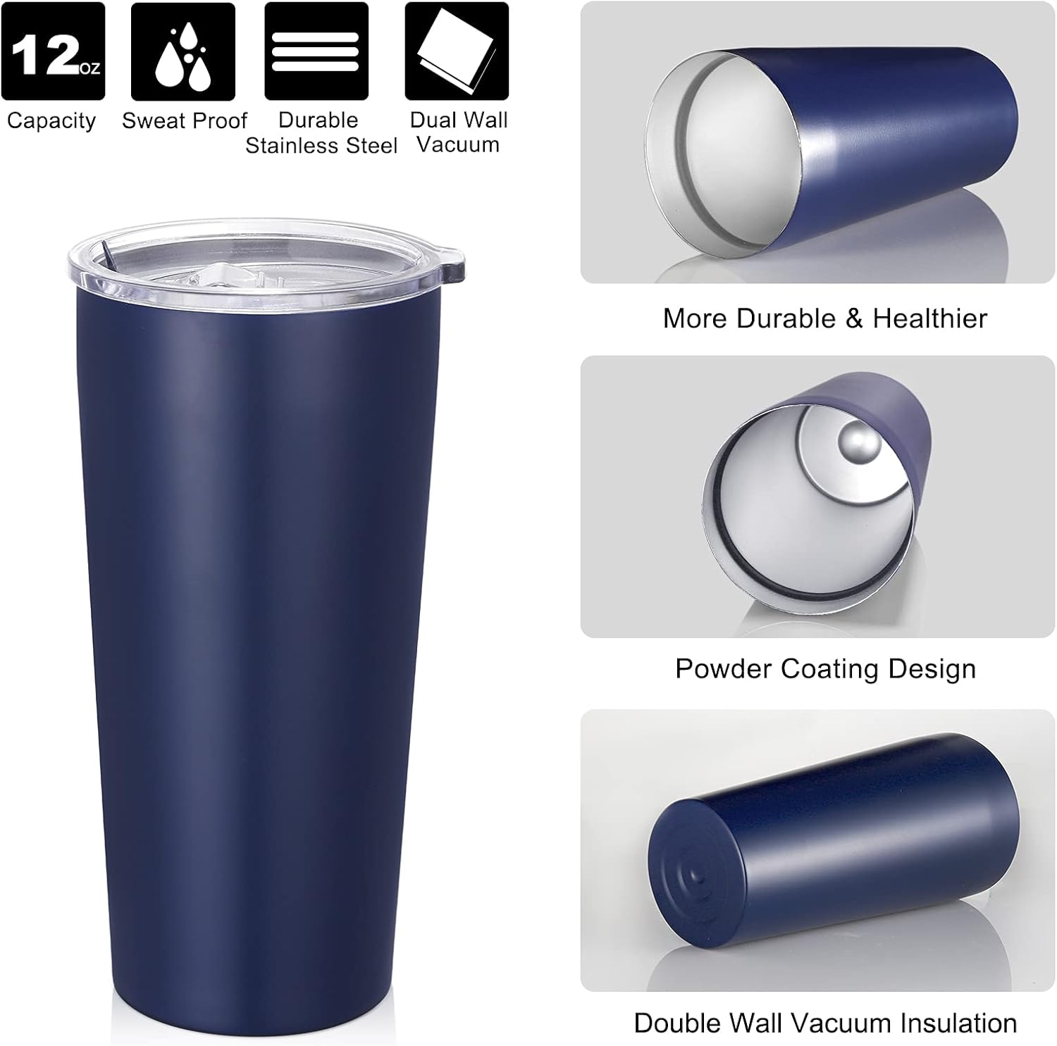 VEGOND 20oz Tumbler Bulk with Lid and Straw 6 Pack, Stainless Steel Vacuum Insulated Tumbler