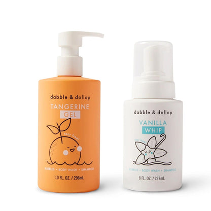 Dabble & Dollop Tangerine + Vanilla Body Wash & Shampoo – 3-in-1 Natural Bubble Bath for Kids, Made