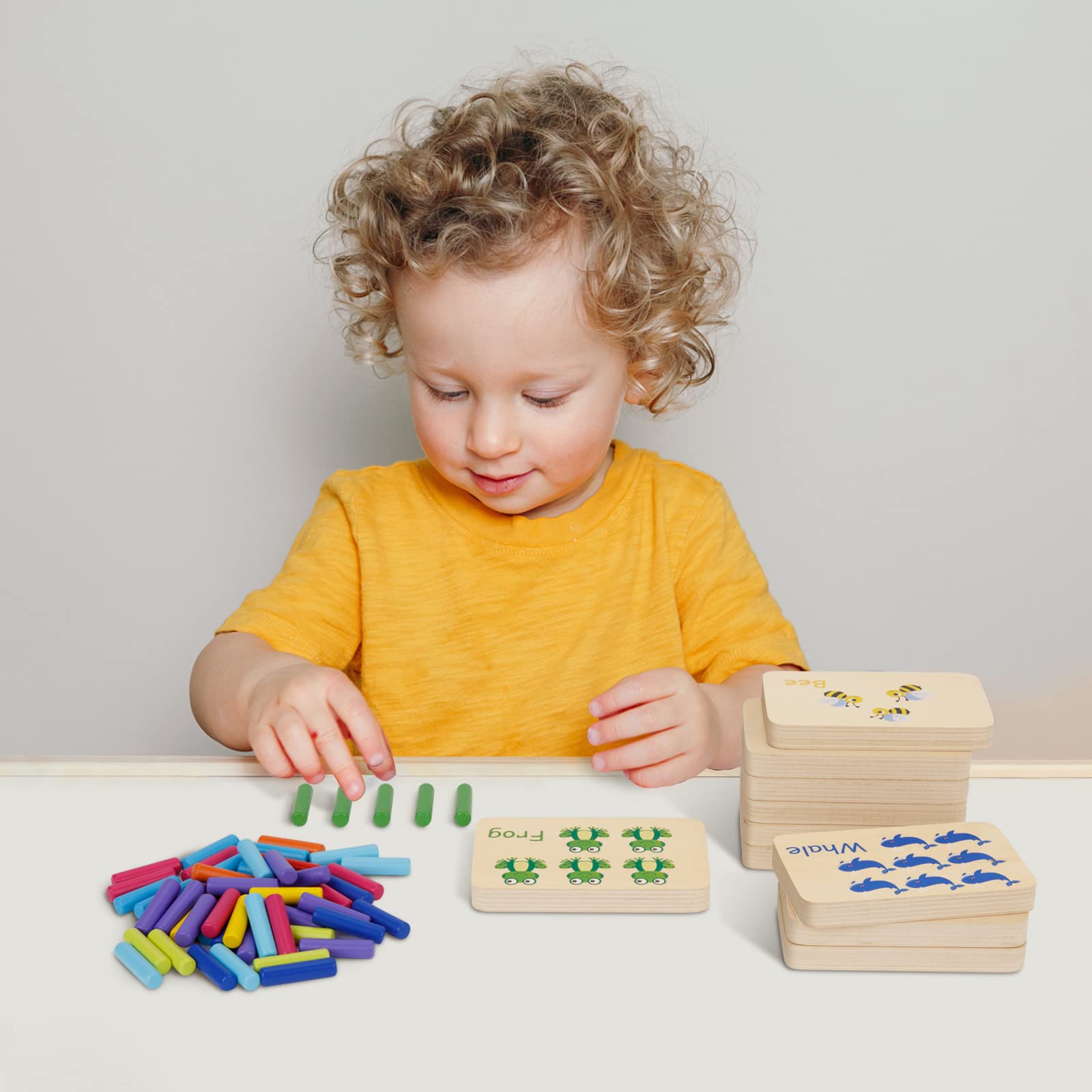 TOOKYLAND Peg Board Toddler Toys, Counting Wooden Toys with 55 Pegs