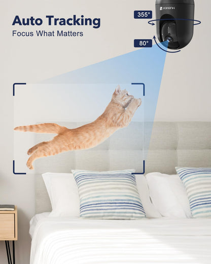 MUBVIEW Cameras for Home Security, Indoor Security Camera, 2.4/5GHz WiFi Wired Camera Ideal for