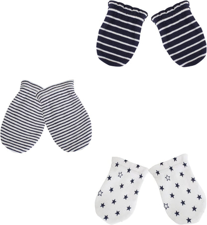Baby Hat and Mittens Set Newborn Baby Hats Caps for Baby Boys Girls 0-6 Months 100% Cotton