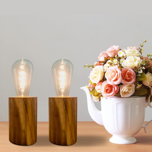 YiShine Battery Operated Table Lamp Wood Night Light Decorative Table Light for Bedroom Living Room