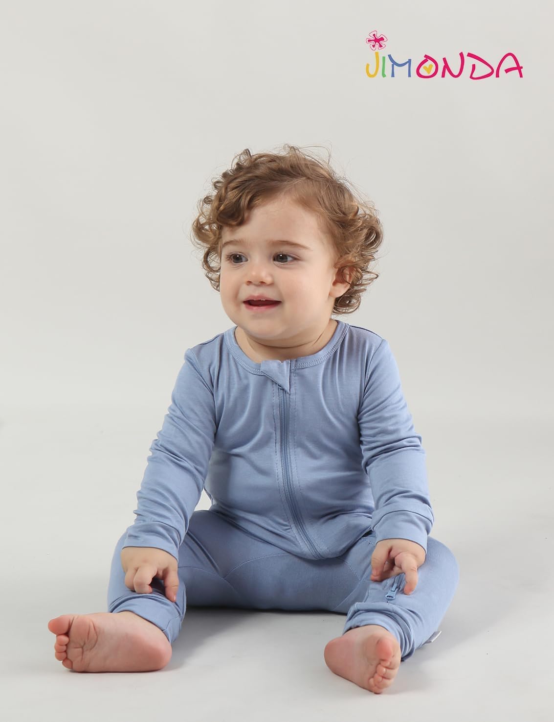 Jimonda Baby Romper Boys Girls Bamboo Pajamas 2-Way Zipper Footless Unisex Long Sleeve Sleepers