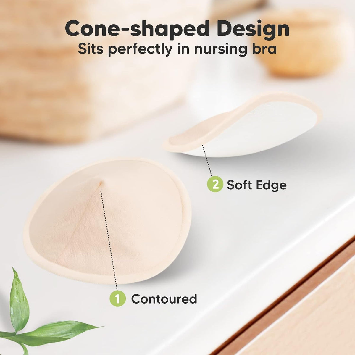 Organic Nursing Pads - 14 Washable Viscose Derived from Bamboo Breastfeeding Pads, Wash Bag