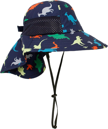 CHUNG Baby Sun Protection Hat Summer Toddler Adjustable UPF 50+ Wide Brim Neck Flap Beach Caps Boys