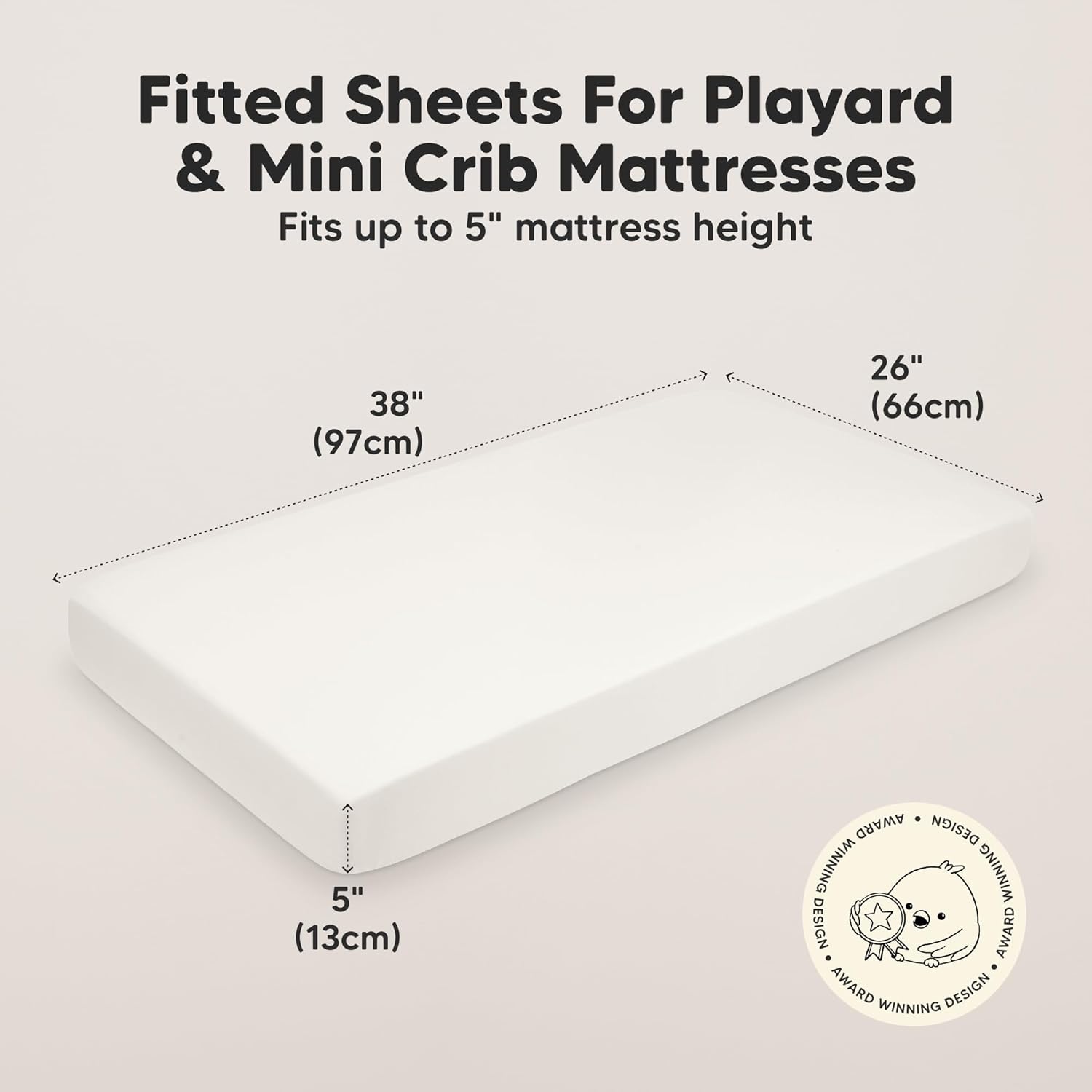 2-Pack Mini Crib Sheets Fitted - 38x26 Pack N Play Sheets for Pack and Play Mattress, Organic