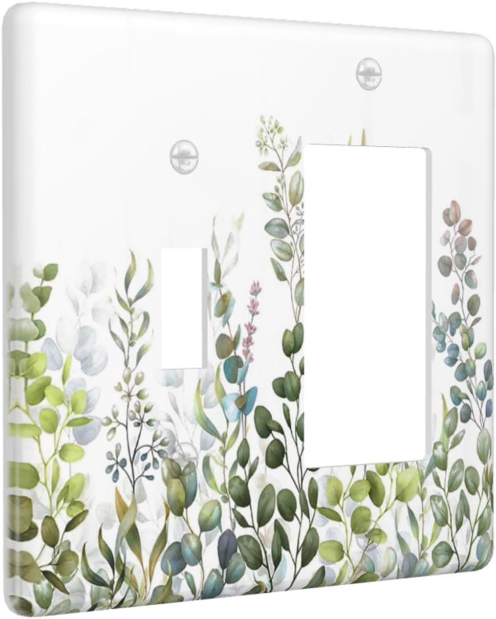 Green Eucalyptus Leaf Plant Herbs Springnature Outlet Covers 1 Toggle 1 Rocker Combination