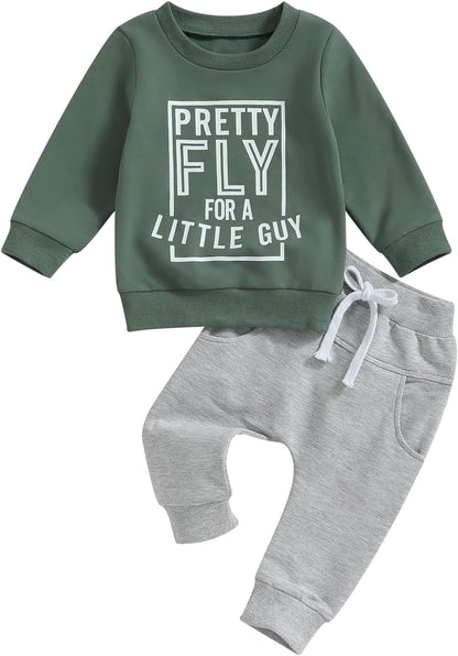 Baby Boy Clothes Fall 6 12 18 24 Months Football Long Sleeve Pullover Tops & Pant Sets Toddler