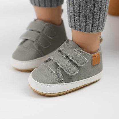 SOFMUO Baby Boys Girls High Top Ankle PU Leather Sneakers Soft Rubber Sole Infant Moccasins Newborn