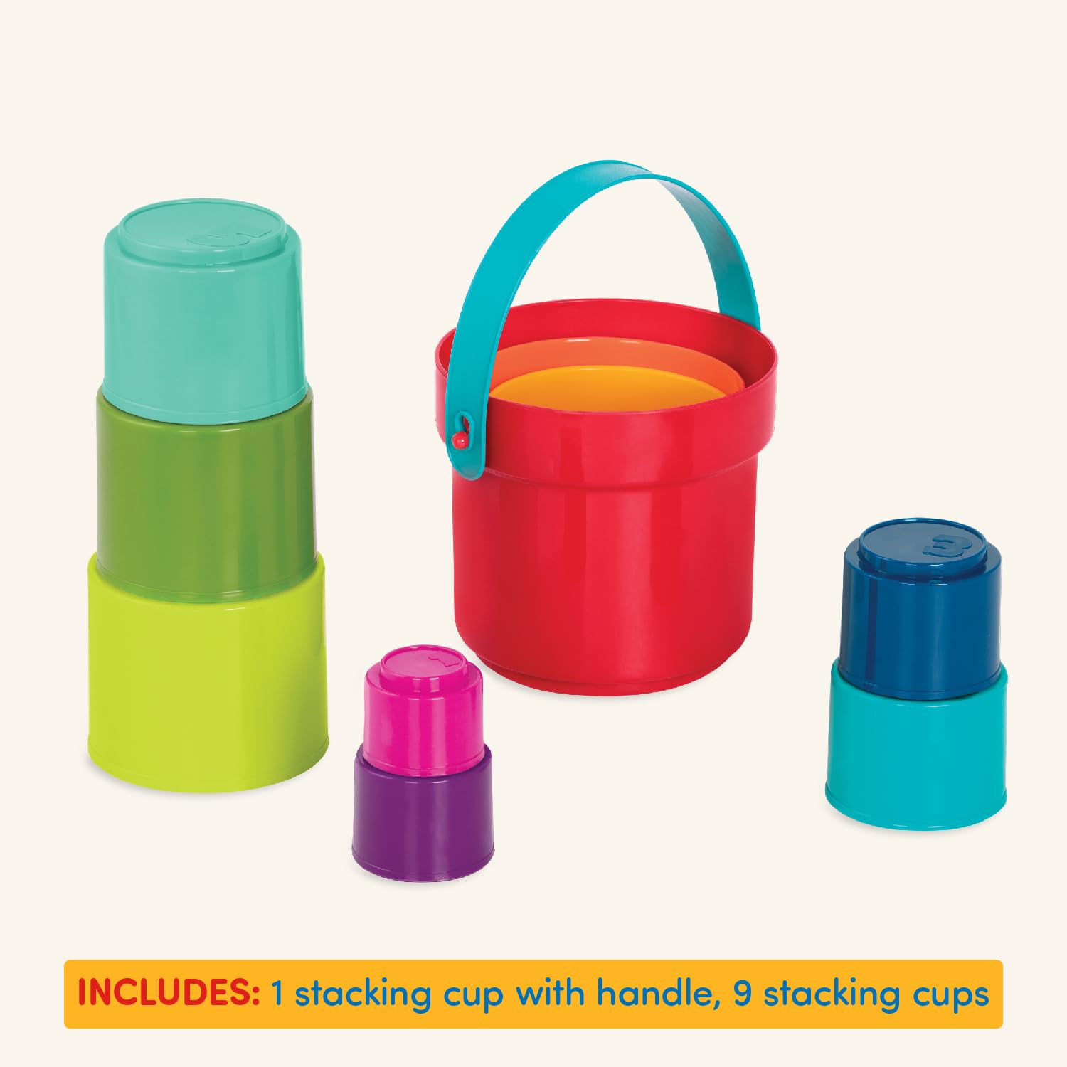 Battat Stacking Cups, Stack Up Cups Nesting Toy Set, 10 Pieces, Toddler