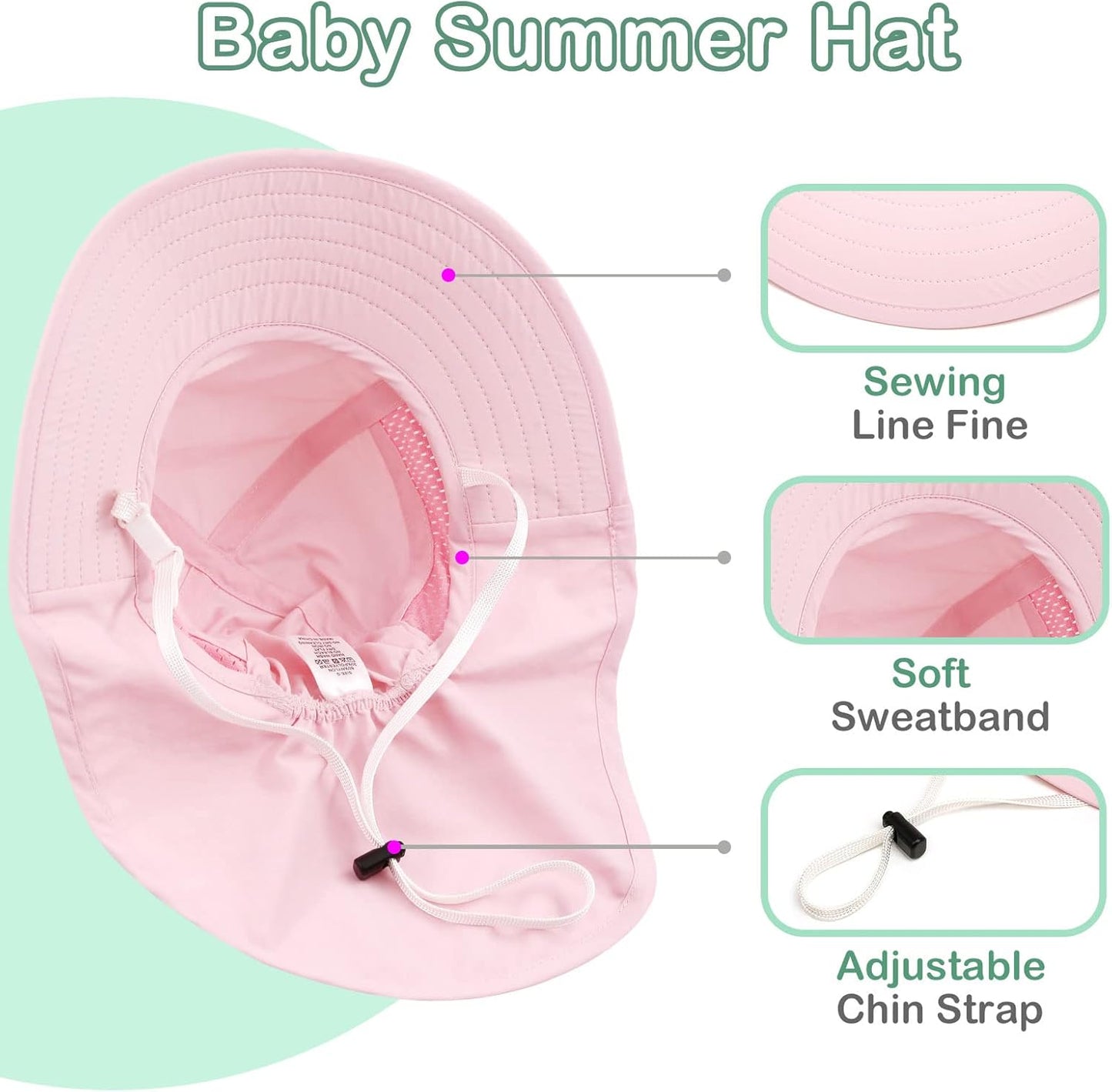 XIAOHAWANG Girls Sun Hat Baby Beach Hats Boys UPF 50+ Kids Summer Protection Cap Toddler Breathable