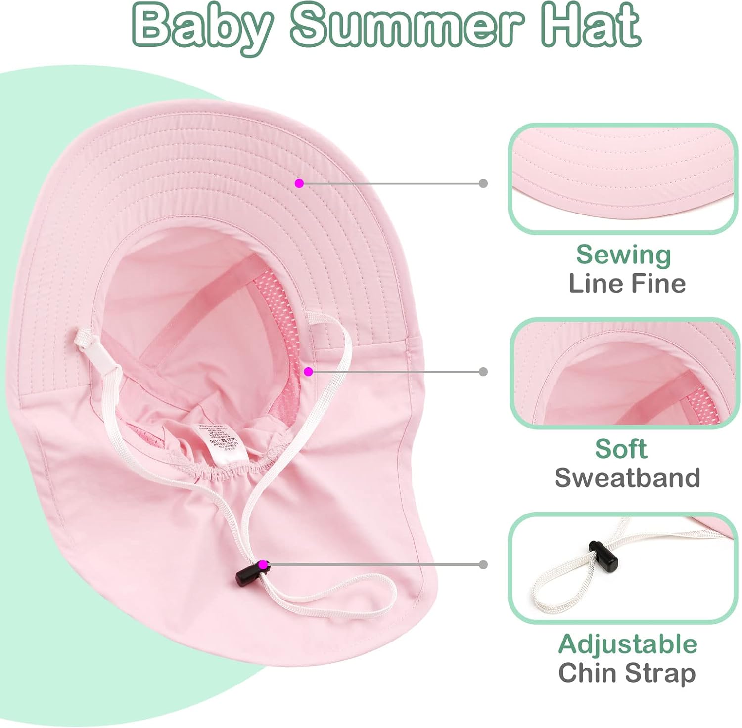 XIAOHAWANG Girls Sun Hat Baby Beach Hats Boys UPF 50+ Kids Summer Protection Cap Toddler Breathable