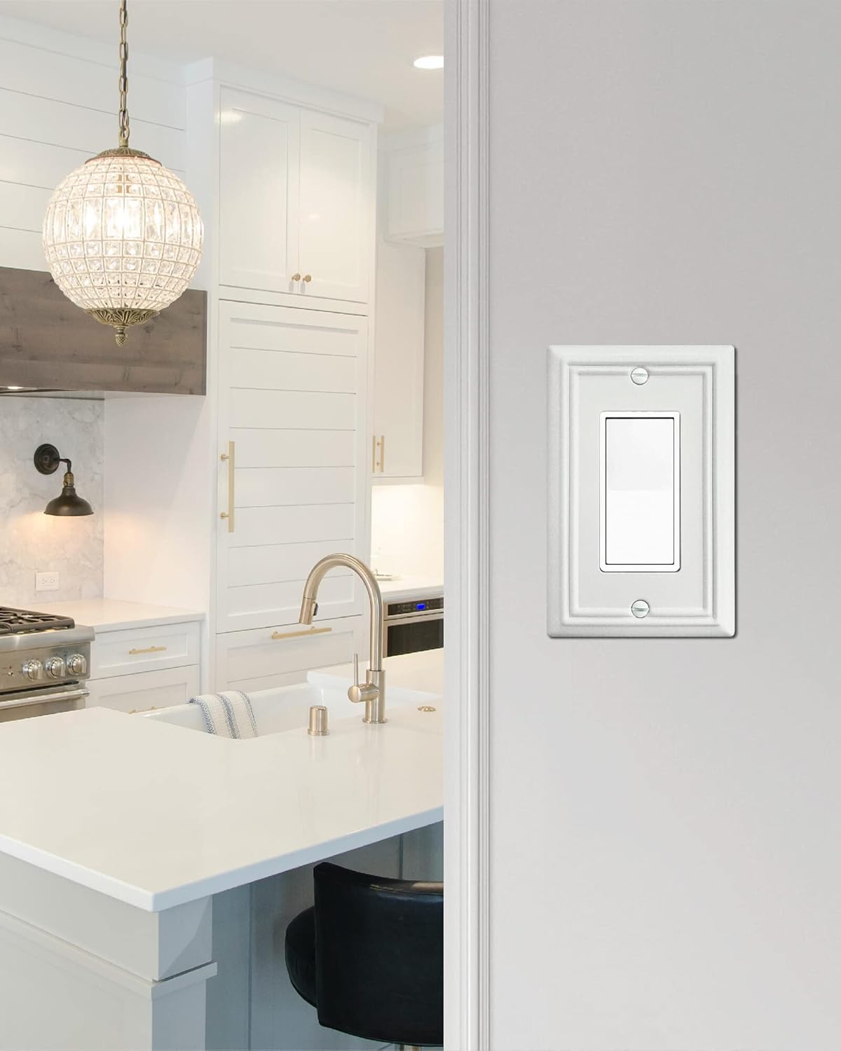 4-Pack Decorator Wall Plates for Receptacle, GFCI Outlet, Dimmer Switch, Metal Electrical Outlet