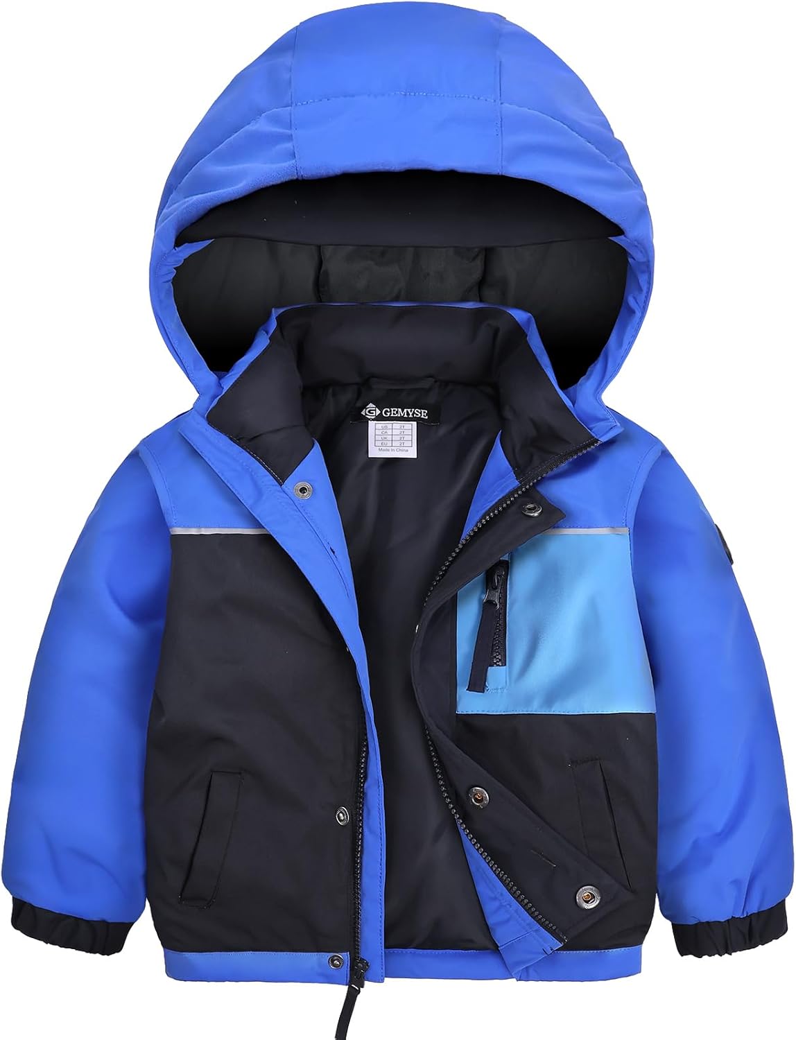GEMYSE Toddler Boys Winter Coat Waterproof Ski Snow Jacket with Hood Thicken Warm Baby Jacket