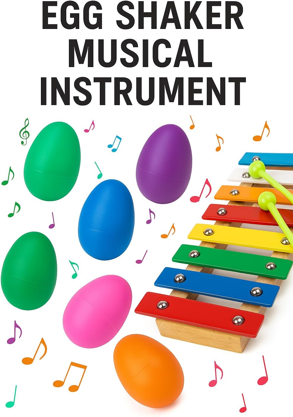 GIFTEXPRESS 50 PCS Easter Egg Shakers for Kids – Colorful Percussion Musical Maracas for Toddlers